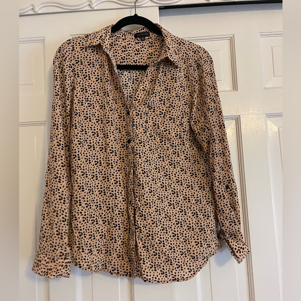 Leopard Print Button-Up Blouse
